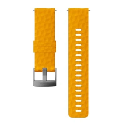 Obrázek SUUNTO Náhradní řemínek k hodinkám, pro všechny hodinky Spartan Sport Wrist HR, silikon, délka: 22,3 cm, šířka můstku: 24 mm, žlutá (jantarová)/stříbrná, vč. kolíků montáž, SS050012000