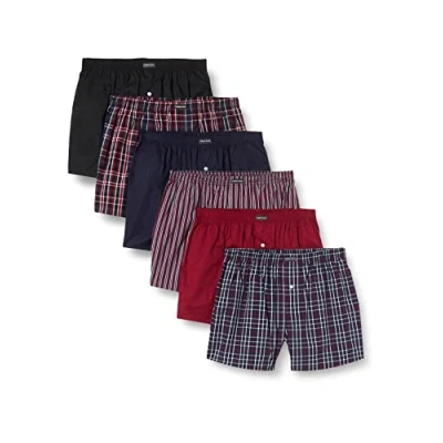 Obrázek Lower East American boxerky pánské 10 ks I 6 balení ze 100% bavlny spodní prádlo spodky pro muže, bavlněné boxerky, námořnická modrá / černá bordó
