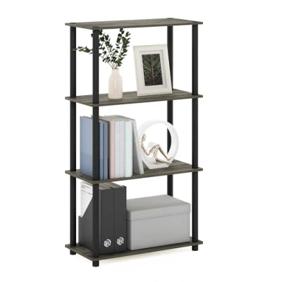 Obrázek Furinno Turn N Tube 4 Stufe Mehrzweck Regal, French Oak Grey/Black, 59.9 (Breite) x 109.9 (Höhe) 29.7 (Tiefe) cm