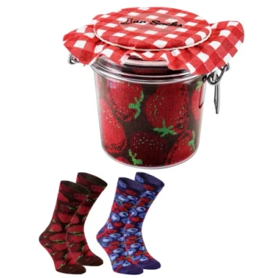Obrázek Rainbow Socks Dámské pánské ponožky s jahodami a borůvkami ve skle 2 páry, vícebarevné