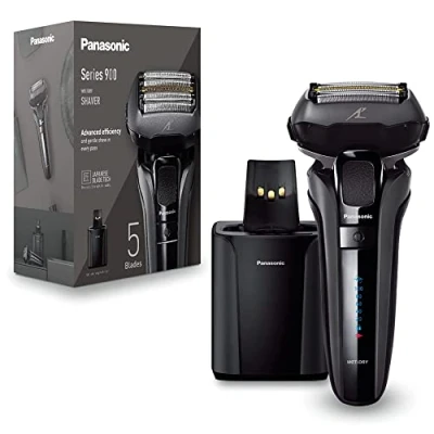 Obrázek Panasonic Series 900 Premium holicí strojek na mokré a suché holení ES LV9U, 5násobný hlava s lineárním motorem technologií senzoru hustoty vousů, zastřihovač Pop up, včetně čisticí