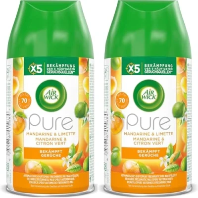 Obrázek Air Wick Freshmatic Max pokojový sprej DUO náplň pro vůně: čistá mandarinka a limetka 2 x 250 ml vůně do místnosti osvěžovač vzduchu