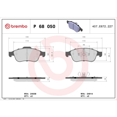 Obrázek Brembo P68050 přední brzdové destičky, počet 4