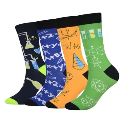 Obrázek Cansok Herren Neuheit Physik Chemie Mathematik Wissenschaft Tier Socken anziehen Mannschafts Waden Packung mit 4