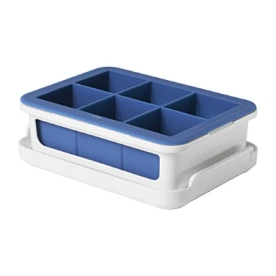 Obrázek OXO Forma na ledové kostky Good Grips odolná proti vytečení s víkem pro velké silikon bílá/tmavě modrá