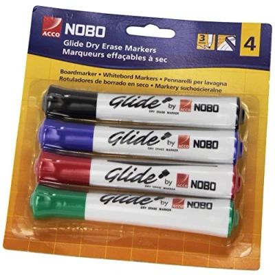 Obrázek Nobo Glide Whiteboard pro značkovač, Kuličkový hrot, 4dílný Blister prodejní jednotka = 1