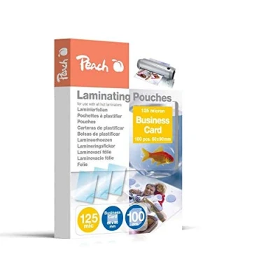 Obrázek Peach Laminovací fólie 60 x 90 mm Business Card 125 mic 100 kapes lesklé kompatibilní s laminovacími přístroji všech značkových výrobců PP525 08