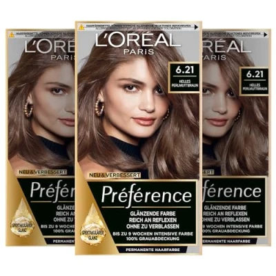 Obrázek L&#039;Oréal Paris Préférence 6.21 Světlé Peart Brown (Curych) 3 Balení (3 x 183 g) se může lišit