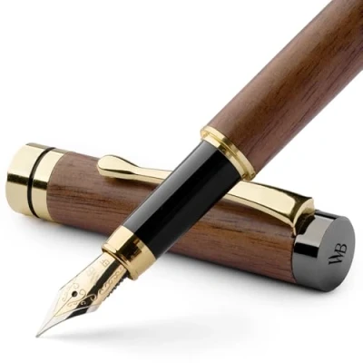 Obrázek Wordsworth &amp; Black &#039;s Fountain Pen Set, Luxury Bamboo Wood Extra Fine Nib, Gift Case; Includes 6 Ink Cartridges, Refill Converter Journaling, Calligraphy; Drawing, Smooth Writing [Brown Wood]