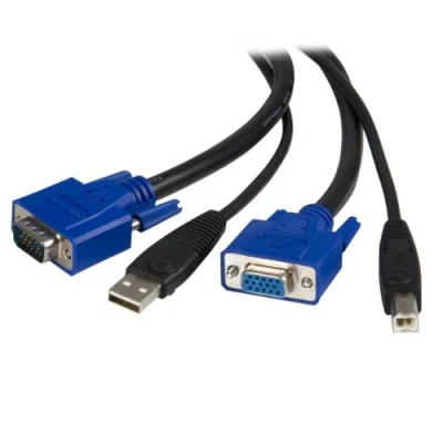 Obrázek StarTech. com 2 v 1 univerzální USB KVM kabel Video/USB HD 15 (VGA), typ B (M) na USB, (VGA) 4,5 m SVUSB2N1_15, černý