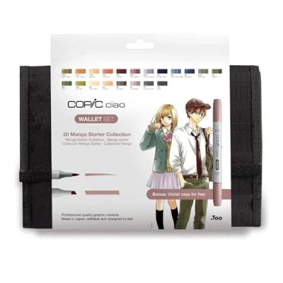 Obrázek COPIC Ciao Marker 20dílná sada manga &quot;láska&quot; ve peněžence, univerzální layoutmarker se středně širokým a jedním štětcovým hrotem