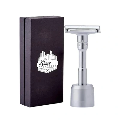 Obrázek SHAVE FACTORY Einstellbarer Sicherheitsrasierer Matt + Ständer, 150 g