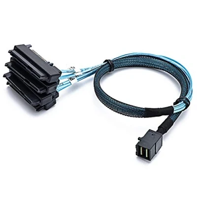 Obrázek CableDeconn SFF 8643 interní Mini SAS HD na (4) 29pin 8482 konektor s 15pól Power Port 12 GB/s kabel (1 m)