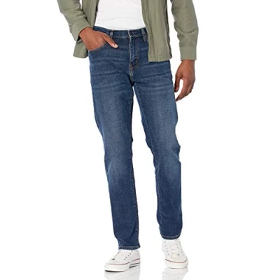 Obrázek Amazon Essentials Pánské strečové džíny, atletický střih, tmavě modré vintage, 34 W / 29 L