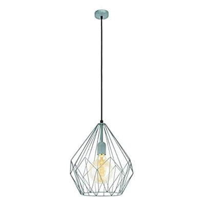 Obrázek EGLO Závěsné svítidlo Carlton, 1 plamenná vintage závěsná lampa, retro lampa do jídelny z kovu v mátově zelené barvě, objímka E27