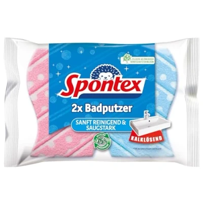 Obrázek Spontex Koupelnová čisticí houbička, vhodná pro všechny plochy v koupelně, extra drsný tvar, barvu nelze libovolně vybírat, 1 x 2 kusy