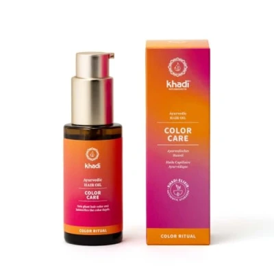 Obrázek khadi COLOR CARE vlasový olej vlasová kúra pro fixaci rostlinné barvy na vlasy lesk a UV ochrana svítivost 100% přírodní, rostlinný veganský 50 ml