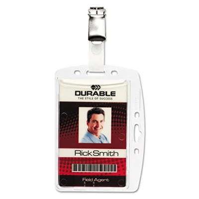 Obrázek Durable Obal na karty s klipem pro provozní / bezpečnostní průkaz 54 x 87 mm, 25 kusů, transparentní, 800519