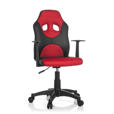 Obrázek hjh OFFICE 670820 dětská otočná židle Kid Game AL umělá kůže černá/červená výškově nastavitelná k psacímu stolu s loketními opěrkami