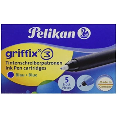 Obrázek Pelikan T1R Griffix Refills inkoustové pero skládací krabice s 5 náplněmi, vymazatelné, modré