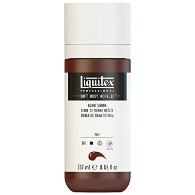 Obrázek Liquitex 1923127 Professional akrylová barva Soft Body umělecká v krémově krycí konzistenci, vysoká pigmentace, stálobarevná a odolná proti stárnutí, láhev 237 ml Siena vypalovaná