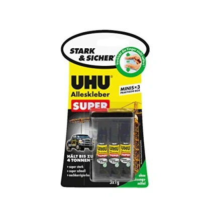 Obrázek UHU univerzální lepidlo super MINIS silné a rychlé v praktických mini tubách lze dodatečně opravit 3 x 1 g
