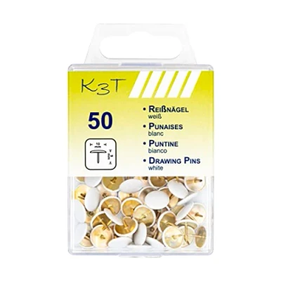 Obrázek K3T 48088 připínáčky 50 ks v balení, bílé, 10 mm