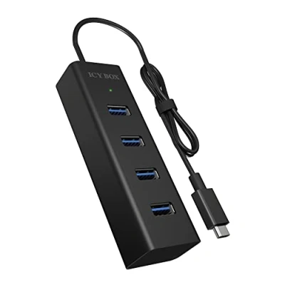 Obrázek ICY BOX 4násobný rozbočovač USB 3 (4x A 3.0), C spojení, integrovaný kabel, hliník, IB HUB1409 C3