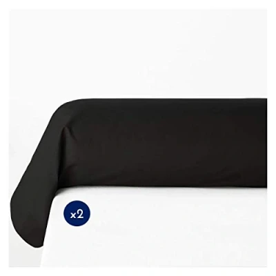 Obrázek Home Linge Passion Classique 2 Kopfkissenbezüge für Nackenrolle, 57 Fäden, 100% Baumwolle, Bakelit Schwarz, 85x185 cm,