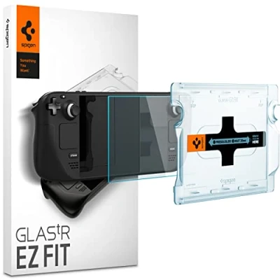 Obrázek Spigen Sklo. tR EZ Fit ochranná fólie kompatibilní s Steam Deck OLED (2023), LCD (2022), odolná proti poškrábání, křišťálově čirá, tvrdostí 9H