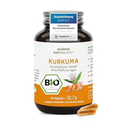 Obrázek Nejsilnější bio kurkuma kapsle cca 15 000 mg kurkumového prášku v denní dávce nejvyšší obsah kurkuminu 40násobný biologický dostupný bez pepře ve vysokých dávkách veganské a