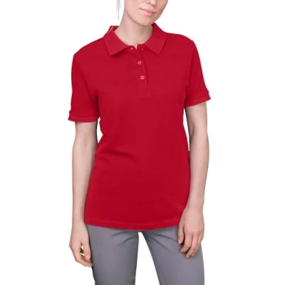 Obrázek HRM dámské luxusní strečové polo I Premium polotričko z 95 % bavlny a 5 elastanu Basic polokošile lze prát do 40 C stálobarevné vysoce kvalitní udržitelné horní díly, červená