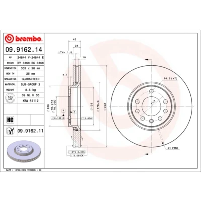 Obrázek Brembo 09.9162.11 přední brzdový kotouč s UV lakováním, počet 2