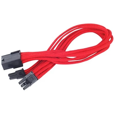 Obrázek SilverStone SST PP07 PCIR Prodlužovací kabel síťového zdroje 25 cm 8pin na PCI E 6+2pin, červený