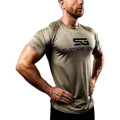 Obrázek Pánské fitness triko od Satire Gym funkční sportovní oblečení vhodné pro cvičení, trénink přiléhavý střih, l