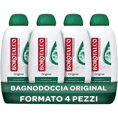 Obrázek Borotalco Originální sprchový gel s vůní borotalku, receptura hydratačními účinky, účinek borotalku na pokožku, dermatologicky testováno, 4 lahvičky à 600 ml, ml (balení ks)