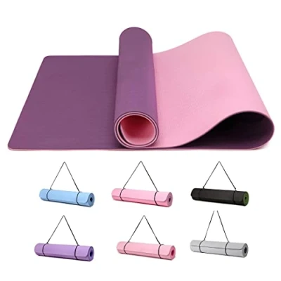 Obrázek Good Nite Gymnastická podložka na jógu fitness protiskluzová cvičení sportovní gymnastika pilates podlahu s popruhem 183 x 61 0,6 cm (fialová/růžová)