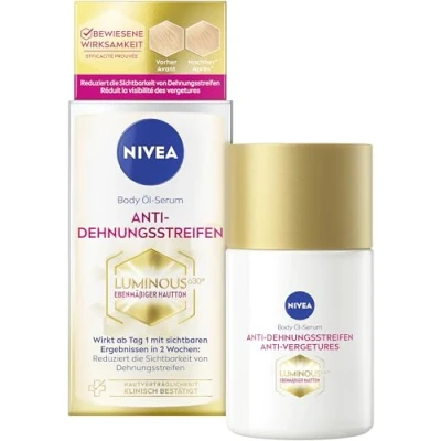 Obrázek NIVEA LUMINOUS630® Body olejové sérum proti protahovacím proužkům, tělový olej snižuje viditelnost strií, vysoce účinné a dodává 48h vlhkost (100 ml)
