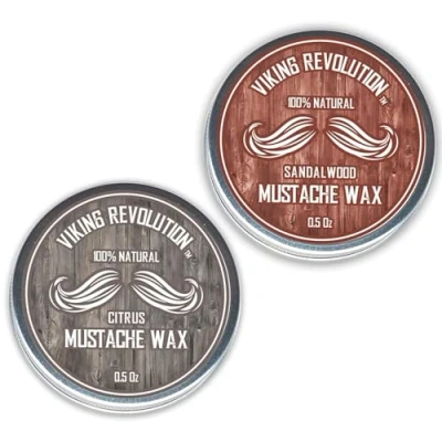Obrázek Viking Revolution Schnurrbart Wachs, 2er Pack Bart &amp; Moustache Wax für Männer Starker Halt Hilft beim Bändigen Stylen (Zitrus Sandelholz, Pack)
