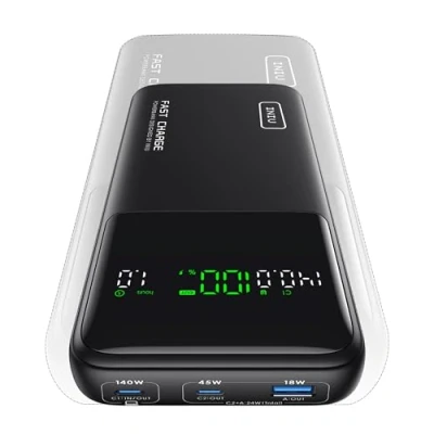Obrázek INIU powerbanka na notebook, 140 W 25 000 mAh rychlé nabíjení, malá externí baterie pro mobily USB C vstup a výstup MacBook, Surface, iPad, kamera, DJI, iPhone 16 15 14, cestování