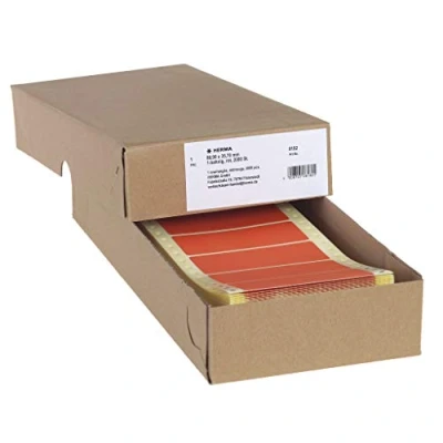 Obrázek HERMA 8182 počítačové etikety nekonečné, 88,9 x 35,7 mm, 1 pruh, 2000 kusů, samolepicí, nekonečné nálepky s vodicím otvorem, matné, prázdné papírové na počítači, červené