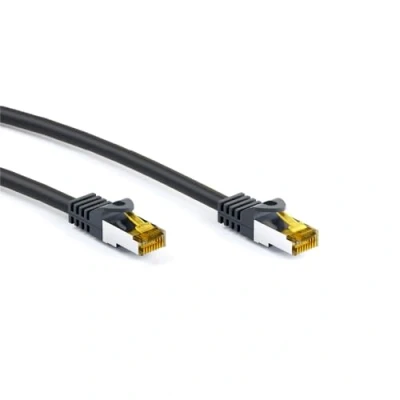 Obrázek Goobay 91590 RJ45 patch kabel CAT 6A S/FTP (PiMF) s 7 surovým kabelem / 500 MHz síťový internetový RJ 45 konektor LAN černý 1m