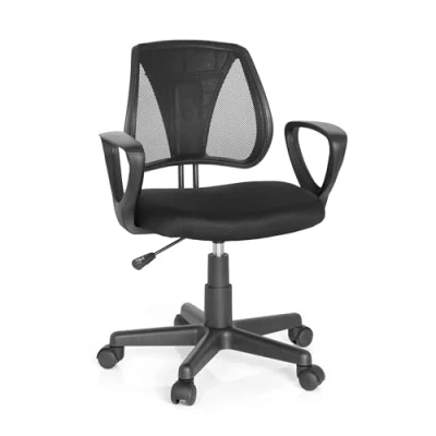 Obrázek hjh OFFICE 725106 Dětská a mládežnická otočná židle Kiddy CD síťová látka, černá, výškově nastavitelné opěradlo zad, s loketními opěrkami