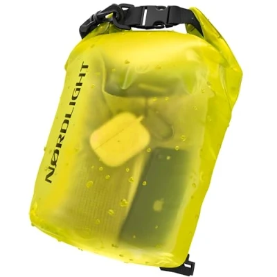 Obrázek Nordlight Dry Bag 15l vodotěsný vak (žlutý) s rolovacím uzávěrem a ramenním popruhem plavání, koupání, pláž, kánoe, Stand Up Paddling, potápění
