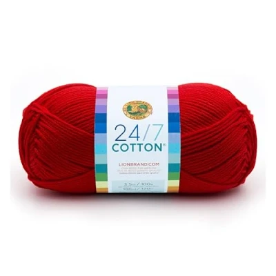 Obrázek Lion Brand Yarn Company Cotton Yarn, 100 Percent Cotton, Red,15. 24x6. 35x6. 35 cm