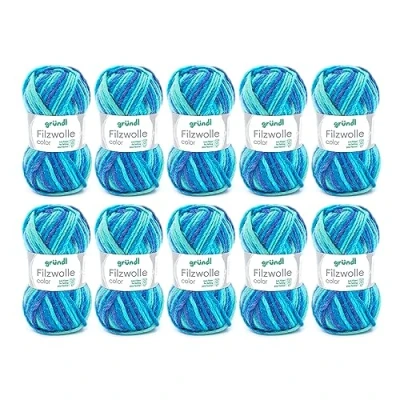 Obrázek Gründl Plstěná vlna color, (certifikace OEKO TEX, 100 % střižní na plstění, 50 g / m, síla jehlic: 8 9, 10 klubko á g), aqua multicolor, 31 x 32 6 cm