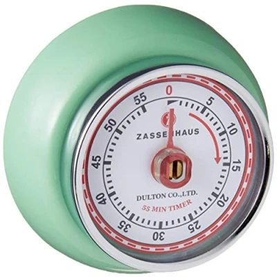 Obrázek Zassenhaus Kuchyňská minutka Speed, mátová, Ø 7 cm x 3 cm, analogové zobrazení času s funkcí alarmu, hodiny odpočítávání podporují při plánování vaření nebo pečení