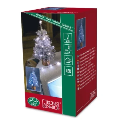 Obrázek Konstsmide USB umělý vánoční stromek s pozlátkem a 20 bílými LED, stříbrná barva