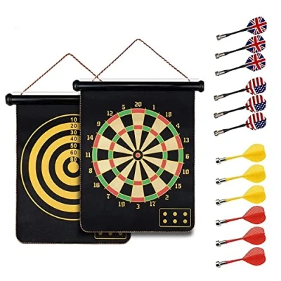 Obrázek Magneticky bezpečný terč na šipky Dartboards ∅38 cm pro děti a dospělé oboustranná (s 12 šipkami)