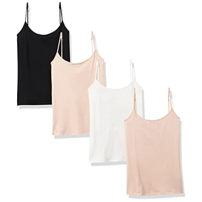 Obrázek Amazon Essentials Damen Kamisol in schmaler Passform, 4er Pack, Beige/Weiß/Schwarz, XL